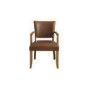 Duke Brown Leather Dining  Arm Chair with Solid Oak Frame 