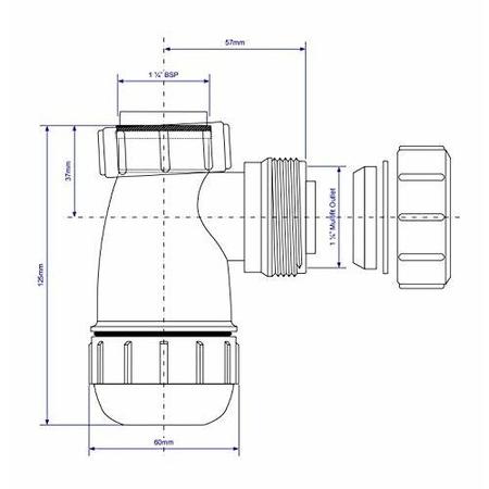 Mcalpine 1.25" 50mm Water Seal Bottle Trap With Multifit Outlet
