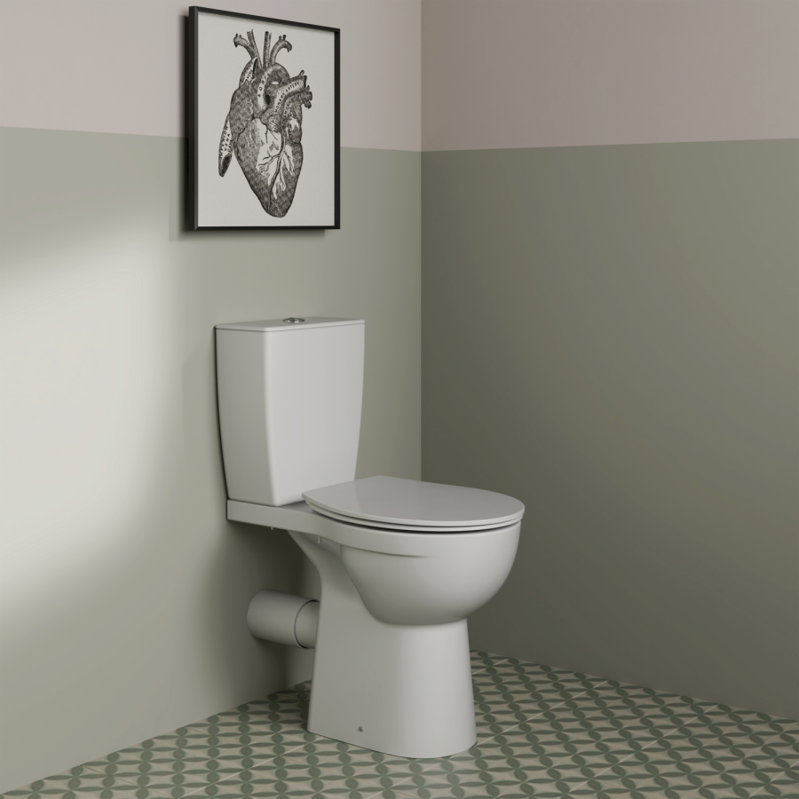 Ideal Standard Eurovit+ Comfort Height Close Coupled Toilet with Soft Close SeatEUROVIT+ CC BWL HO RSD BI 6/4 SCL S&C(C) Open Back