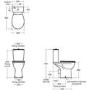 Ideal Standard Eurovit+ Comfort Height Close Coupled Toilet with Soft Close SeatEUROVIT+ CC BWL HO RSD BI 6/4 SCL S&C(C) Open Back