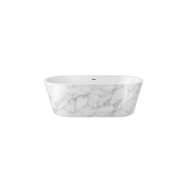 Marble Effect Freestanding Double Ended Bath 1695 x 795mm - Elementa