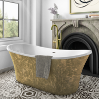 Gold Freestanding Double Ended Slipper Bath 1705 x 755mm - Elementa Gold Freestanding Double Ended Slipper Bath 1705 x 755mm - Elementa