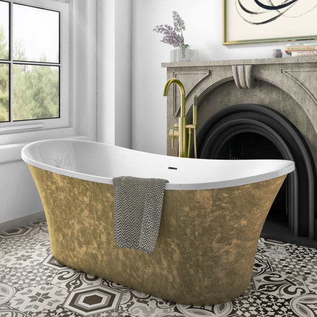 Gold Freestanding Double Ended Slipper Bath 1705 x 755mm - Elementa