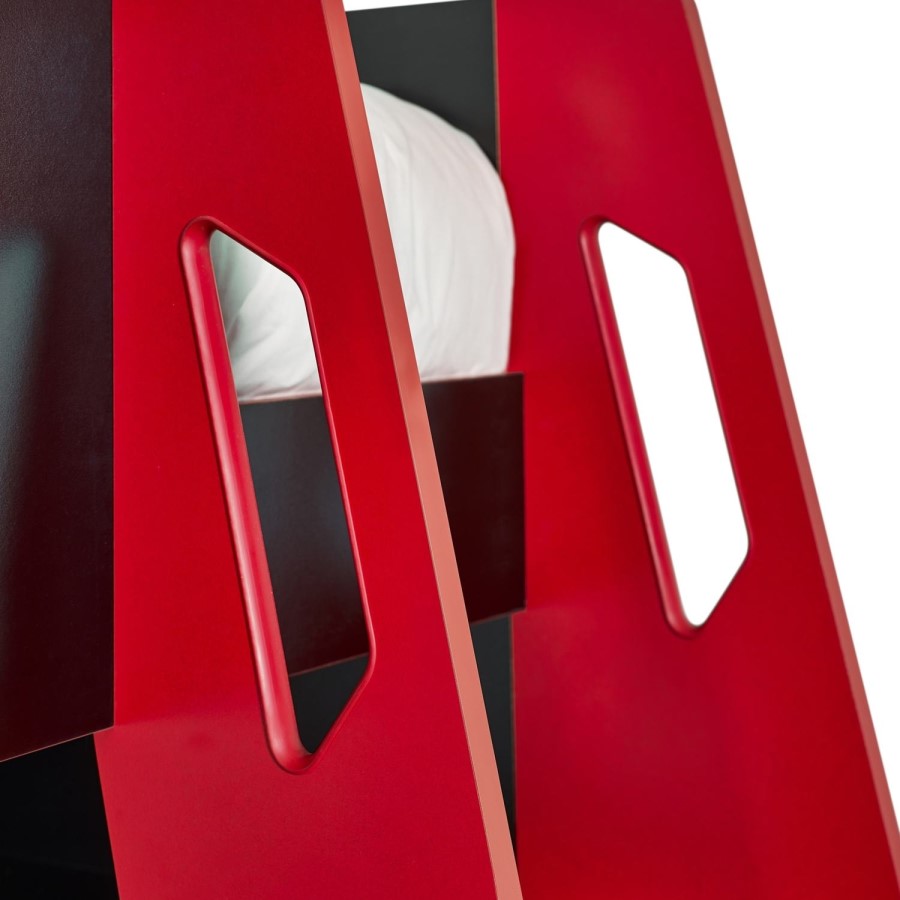 Black and Red High Sleeper Gaming Bed with Desk and Shelves - Eagle