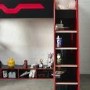 Black and Red High Sleeper Gaming Bed with Desk and Shelves - Eagle