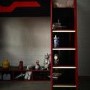 Black and Red High Sleeper Gaming Bed with Desk and Shelves - Eagle