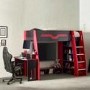 Black and Red High Sleeper Gaming Bed with Desk and Shelves - Eagle