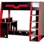 Black and Red High Sleeper Gaming Bed with Desk and Shelves - Eagle
