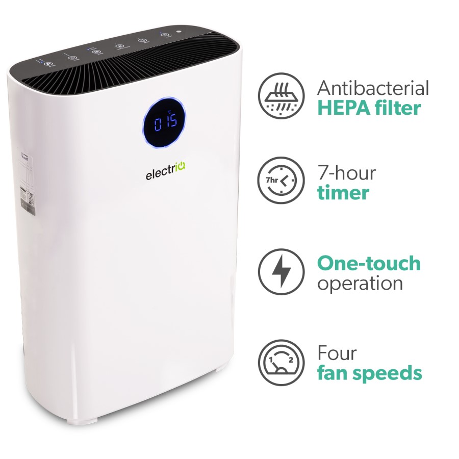 electriQ 3 Stage PM2.5 HEPA Air Purifier 300 CADR Great for Rooms up to 120 Sqm