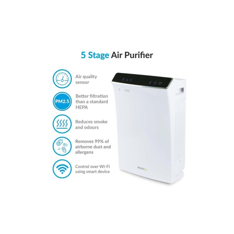 electriQ 5 Stage PM2.5 True HEPA & UV Smart Air Purifier CADR 400 with Aroma Diffuser