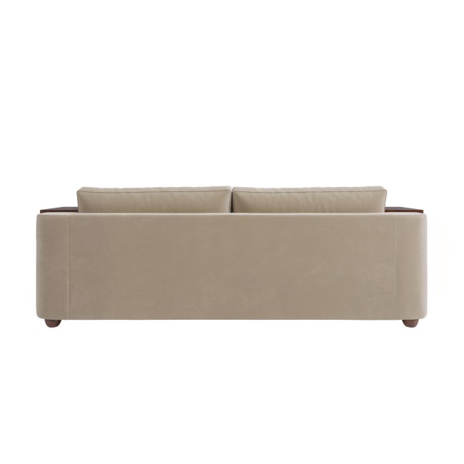 Beige Velvet 3 Seater Sofa with End Tables - Elias