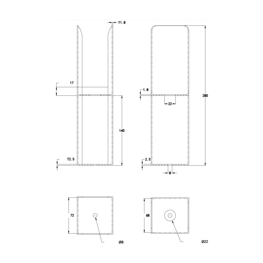 Eco Eleganza Black Designer Radiator Feet -Suitable for Double Panel Aluminium Radiator