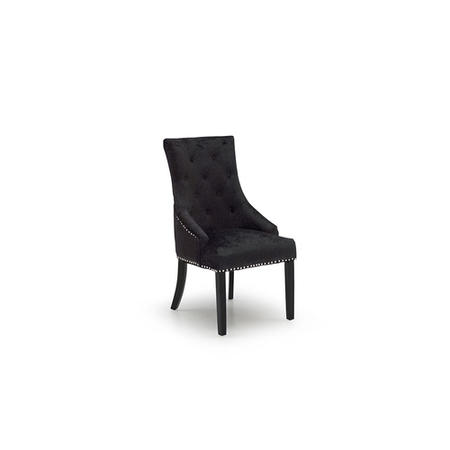 Eden Knockerback Pair of Black Velvet Dining Chairs
