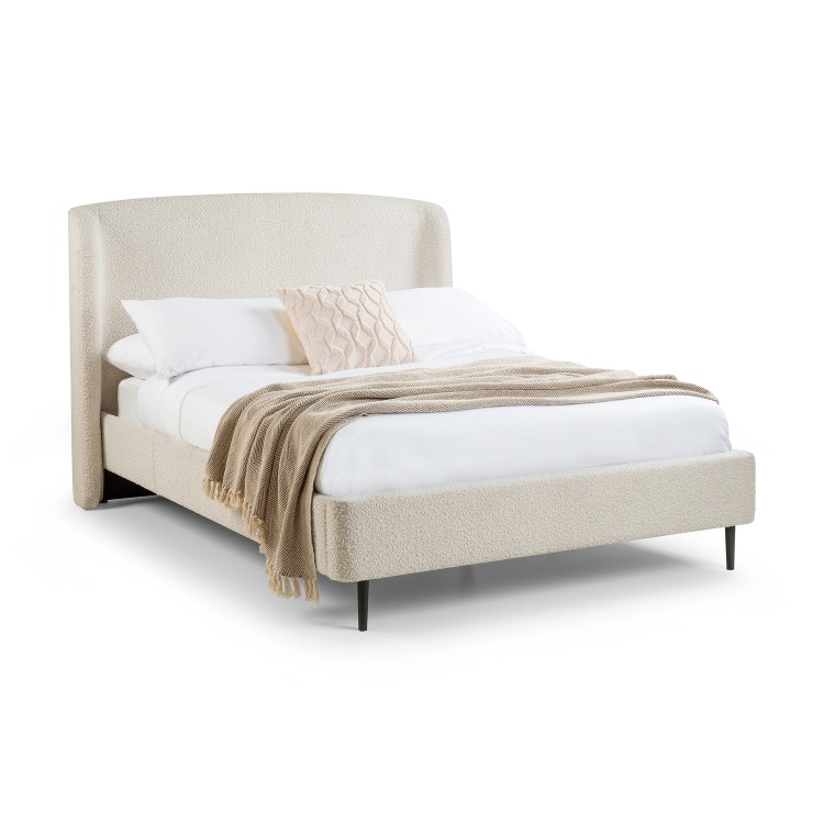 Cream Boucle Double Bed Frame - Julian Bowen