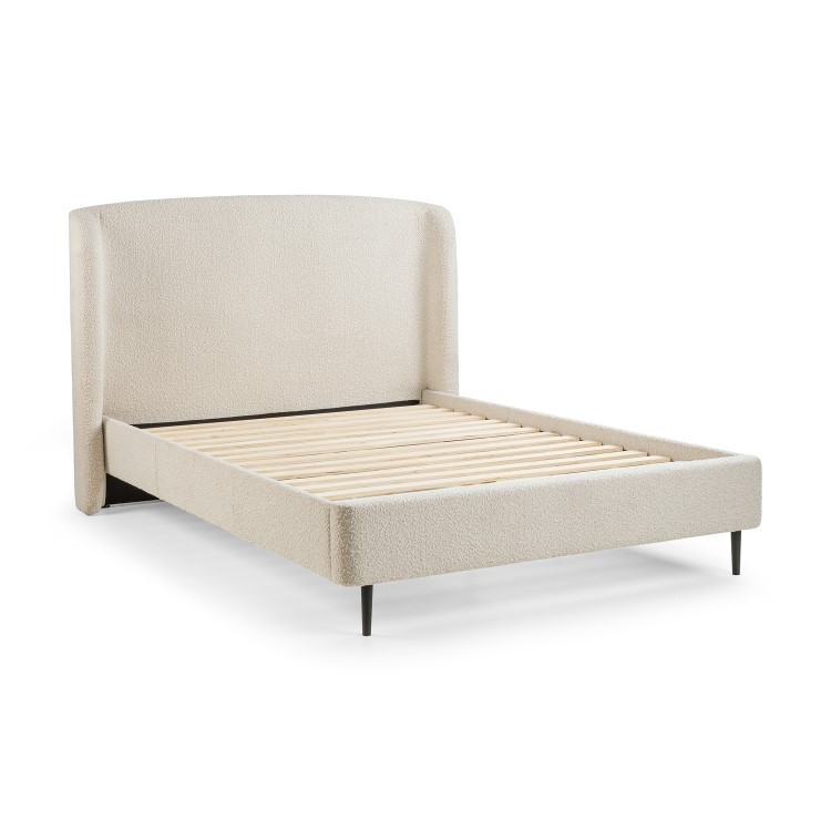 Cream Boucle Double Bed Frame - Julian Bowen