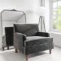 GRADE A2 - Large Dark Grey Velvet Armchair - Mid Century - Eden