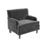 GRADE A2 - Large Dark Grey Velvet Armchair - Mid Century - Eden