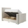 Double TV Ottoman Bed in Cream Velvet with Stripe Headboard - Eden