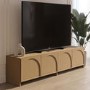 GRADE A2 - Large Oak TV Stand with Storage and Arch Detail - TV's up to 75" -  Ellie