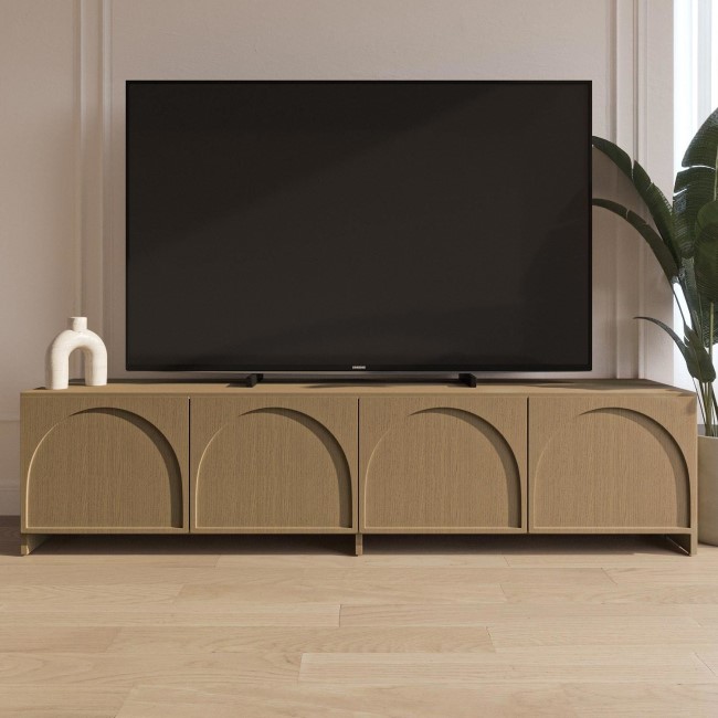 Large Oak TV Stand with Storage and Arch Detail - TV's up to 75" -  Ellie