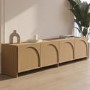 GRADE A2 - Large Oak TV Stand with Storage and Arch Detail - TV's up to 75" -  Ellie