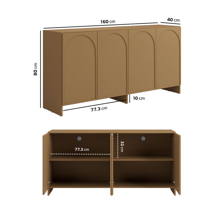 ALMOST PERFECT - Large Oak Sideboard with Arch Detail - 4 Doors - Ellie