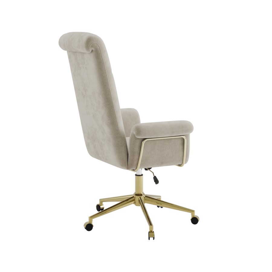 Beige Chenille High Back Office Chair - Effie