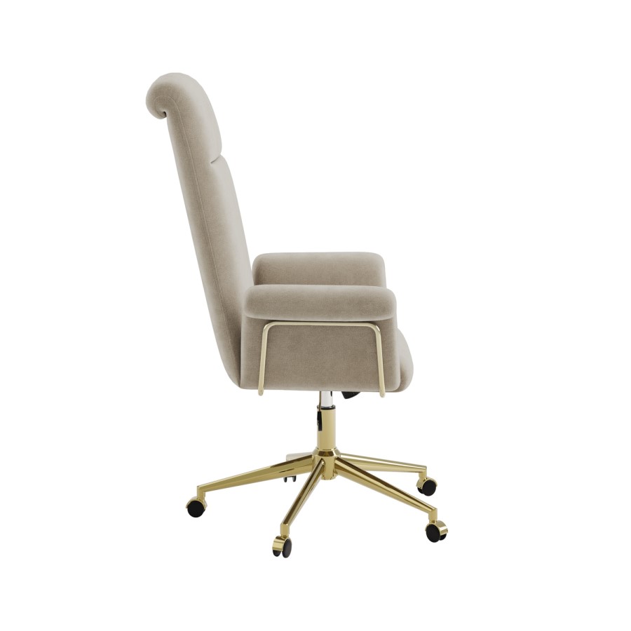 Beige Chenille High Back Office Chair - Effie