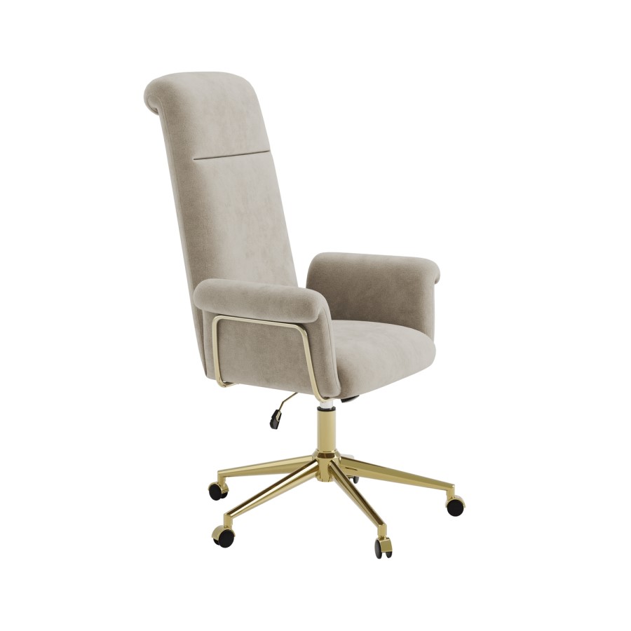 Beige Chenille High Back Office Chair - Effie