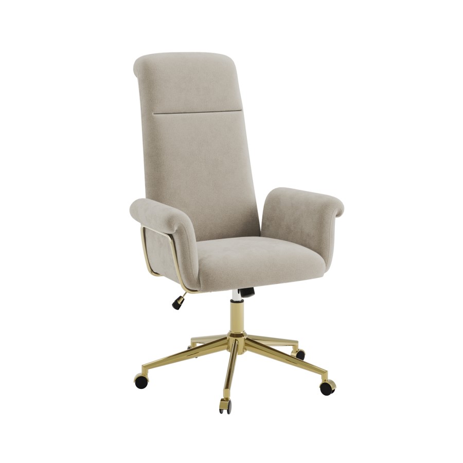 Beige Chenille High Back Office Chair - Effie