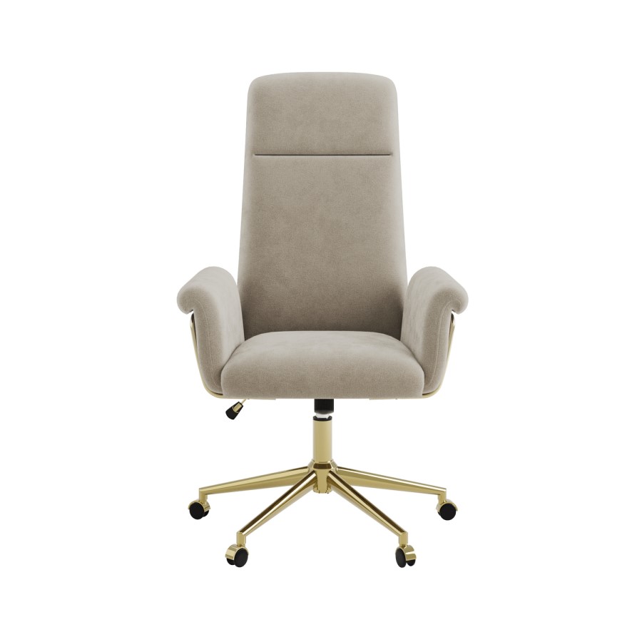Beige Chenille High Back Office Chair - Effie