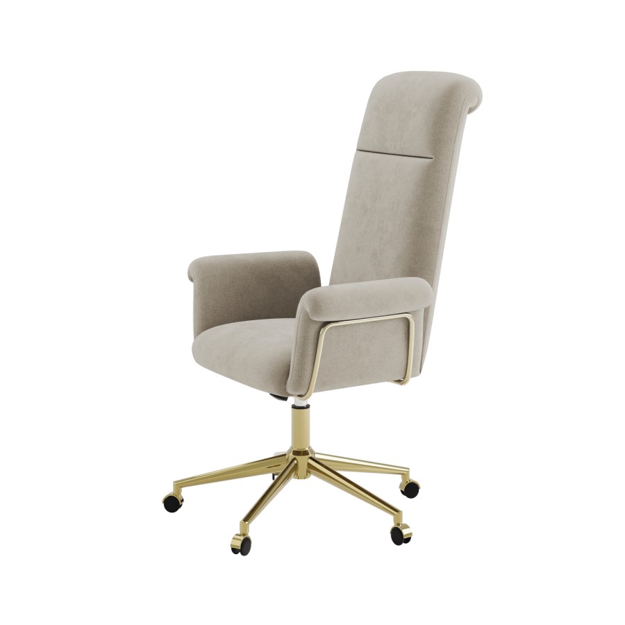 Beige Chenille High Back Office Chair - Effie