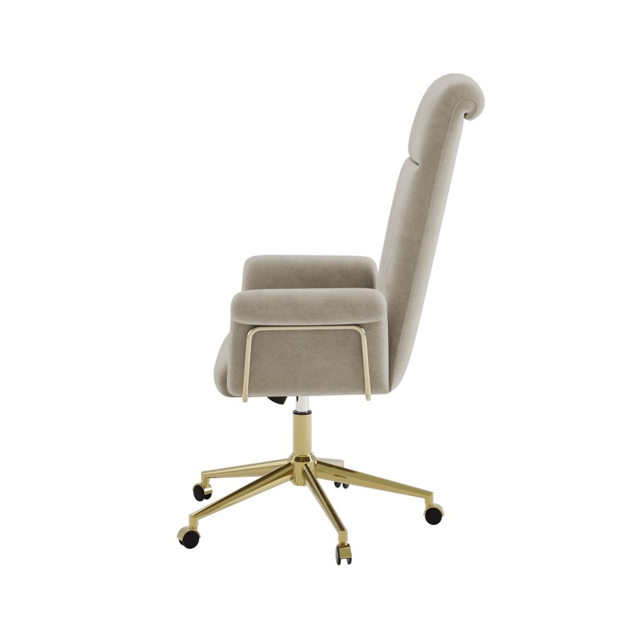 Beige Chenille High Back Office Chair - Effie