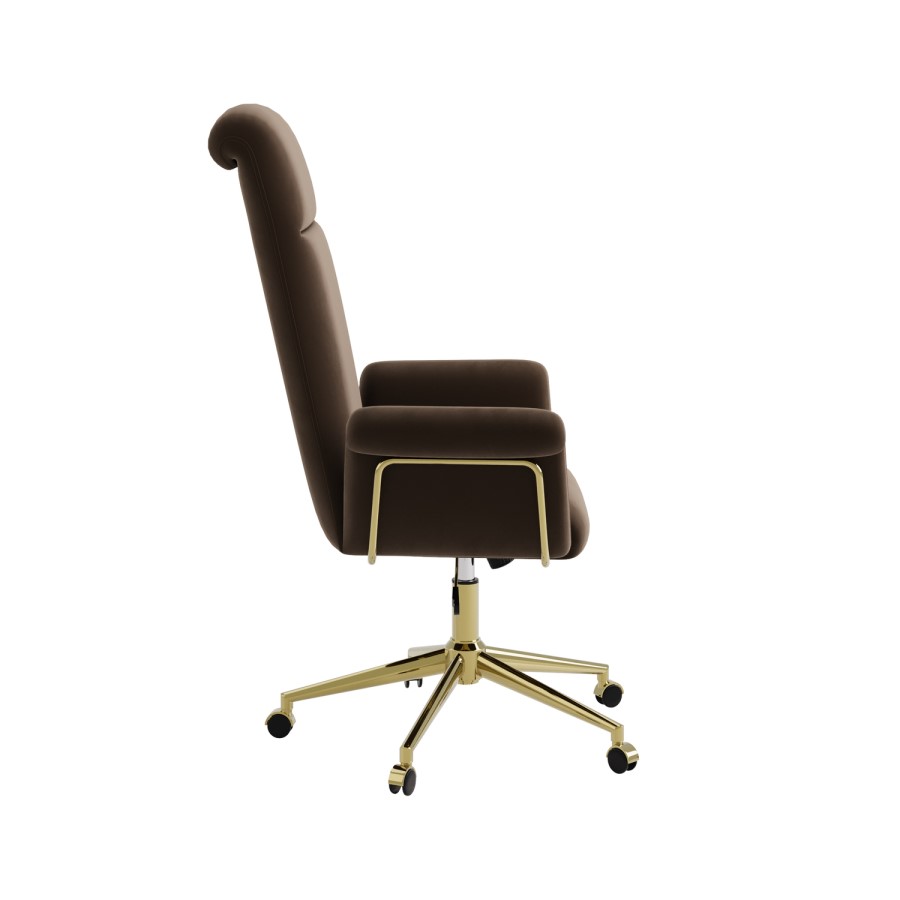 Brown Velvet High Back Office Chair - Effie 