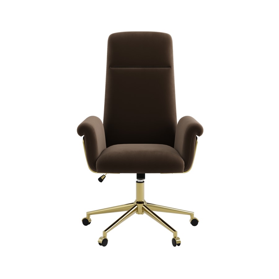 Brown Velvet High Back Office Chair - Effie 