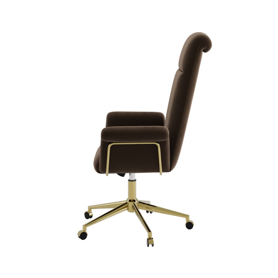 Brown Velvet High Back Office Chair - Effie 