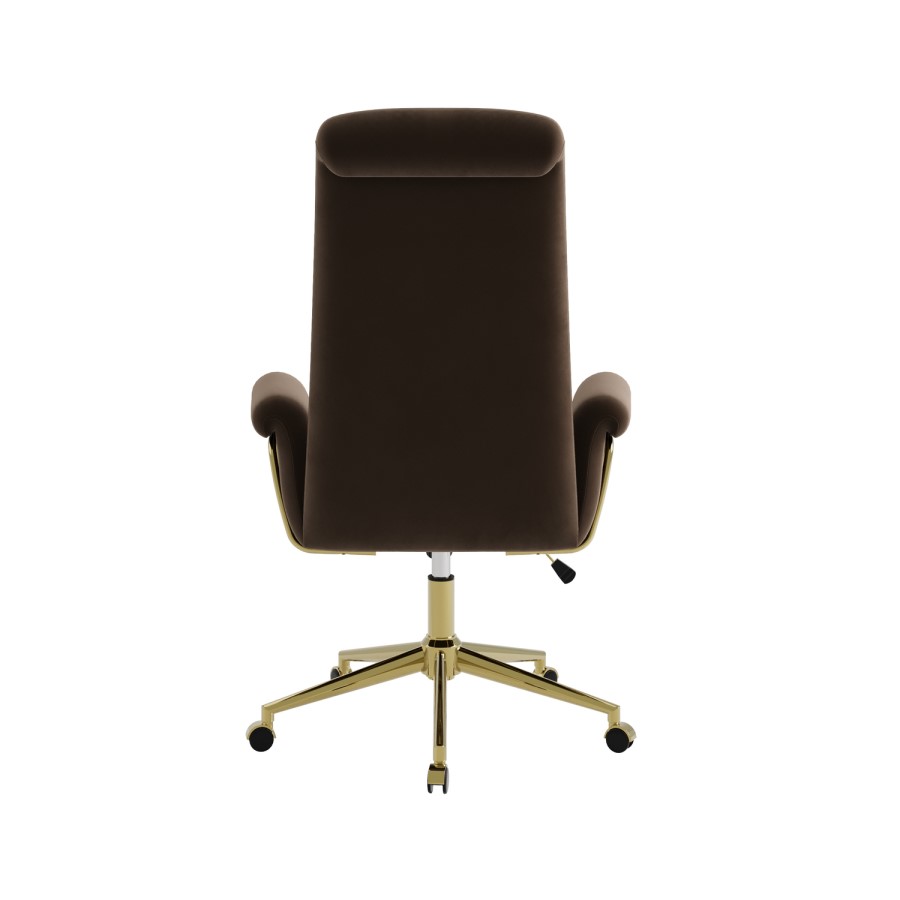 Brown Velvet High Back Office Chair - Effie 