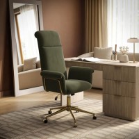 Khaki Velvet High Back Office Chair - Effie 