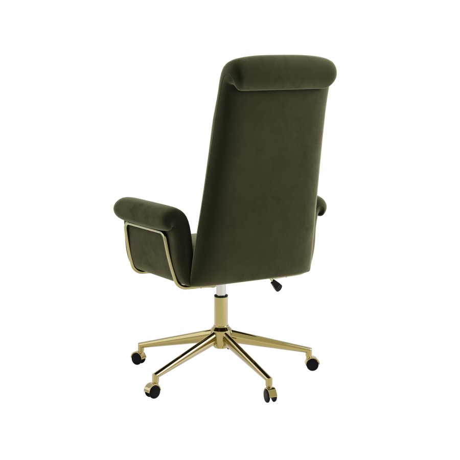 Khaki Velvet High Back Office Chair - Effie 