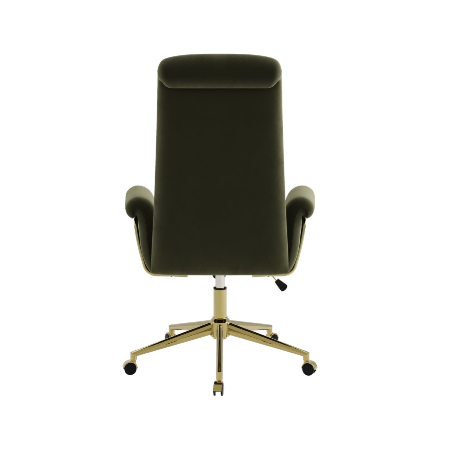 Khaki Velvet High Back Office Chair - Effie 