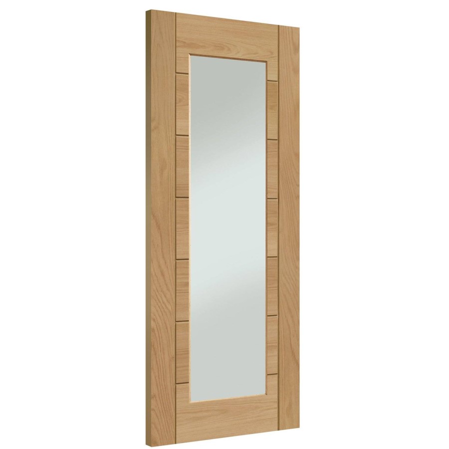 Internal Oak Fully-Glazed Door with Clear Glass - Unfinished - 1981 x 711 x 35mm - Palermo Essential - XL Joinery