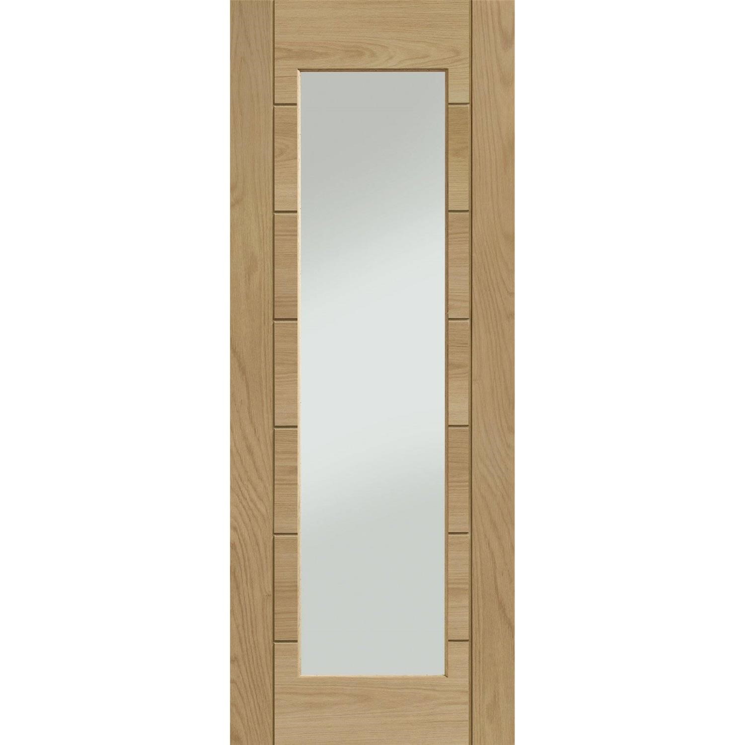 Xl Joinery Brown Internal Oak Fully-Glazed Door With Clear Glass - Unfinished - 2040 X 826 X 40Mm - Palermo Essential