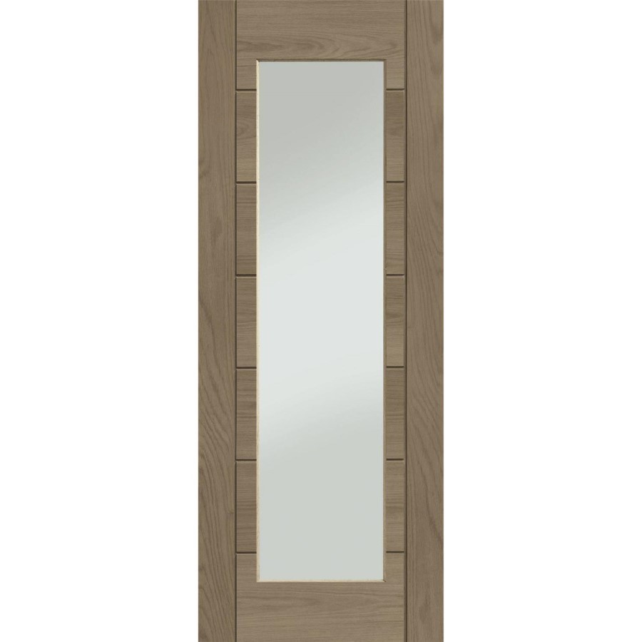 Palermo Essential 1 Light Internal Oak Door with Clear Glass - 2040 x 826 x 40 mm, Unfinished