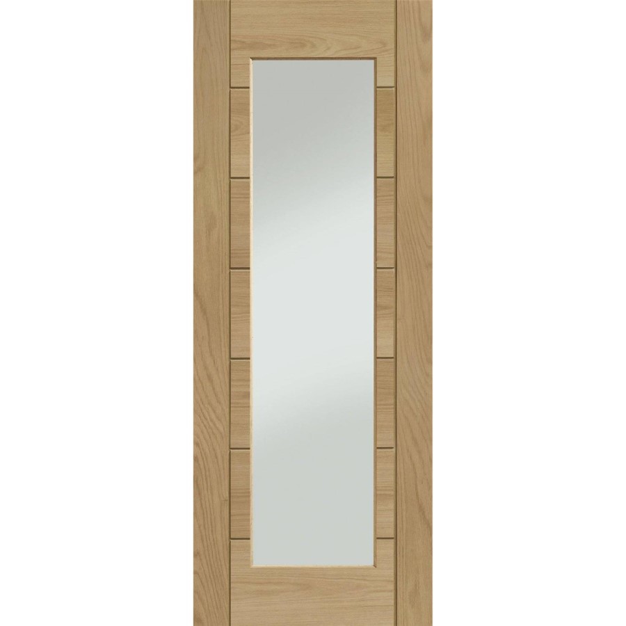 Palermo Essential 1 Light Internal Oak Door with Clear Glass - 2040 x 826 x 40 mm, Unfinished