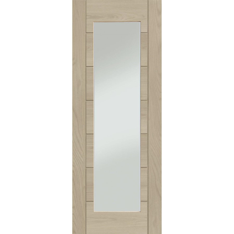 Palermo Essential 1 Light Internal Oak Door with Clear Glass - 2040 x 826 x 40 mm, Unfinished