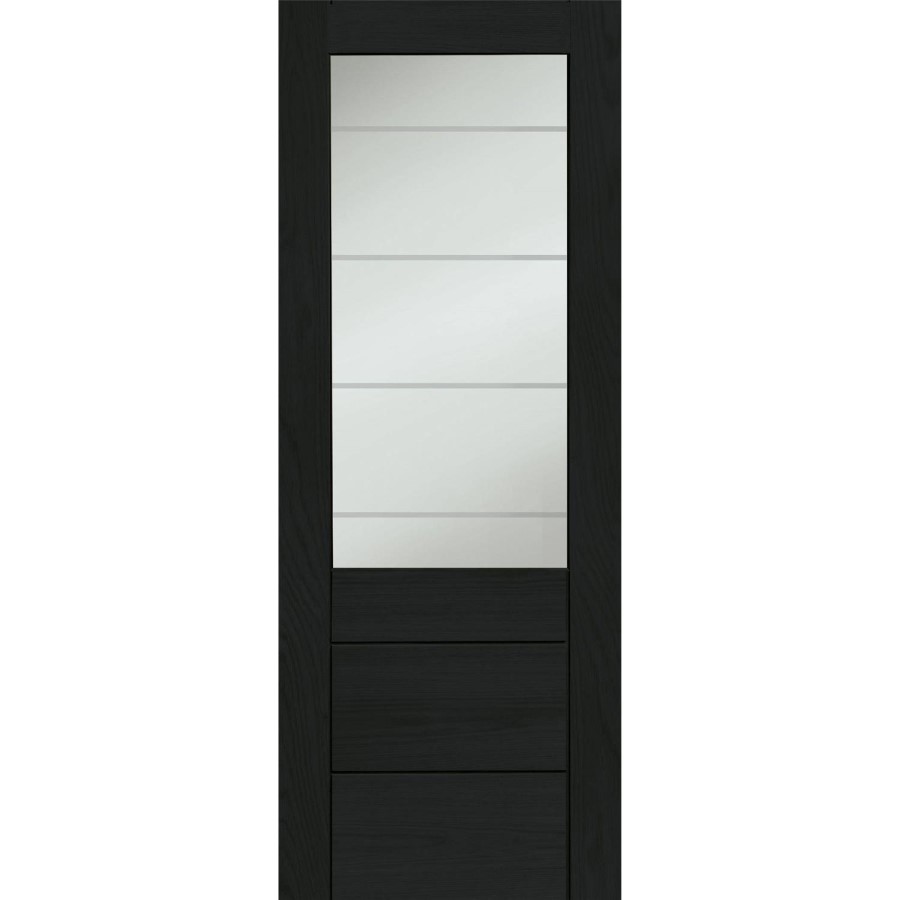 Palermo Essential 2XG Internal Oak Door with Clear Etched Glass - 1981 x 686 x 35 mm, Unfinished