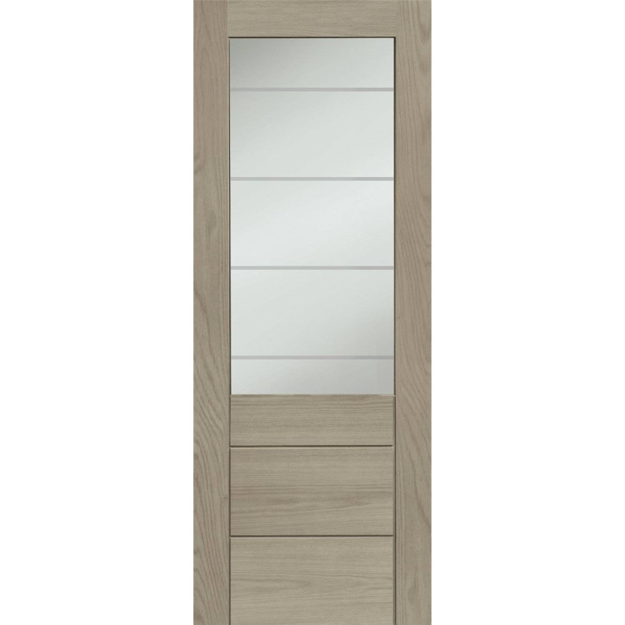 Palermo Essential 2XG Internal Oak Door with Clear Etched Glass - 1981 x 762 x 35 mm, Unfinished