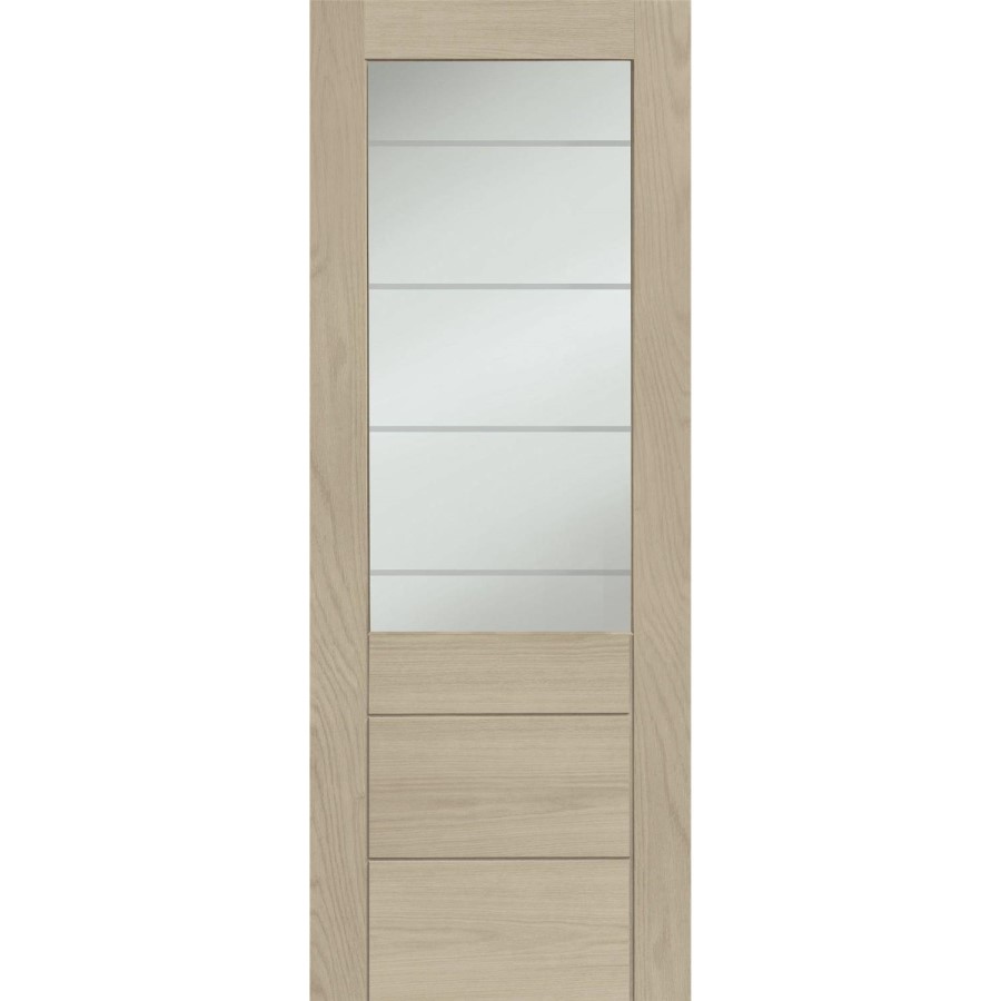Palermo Essential 2XG Internal Oak Door with Clear Etched Glass - 1981 x 762 x 35 mm, Unfinished