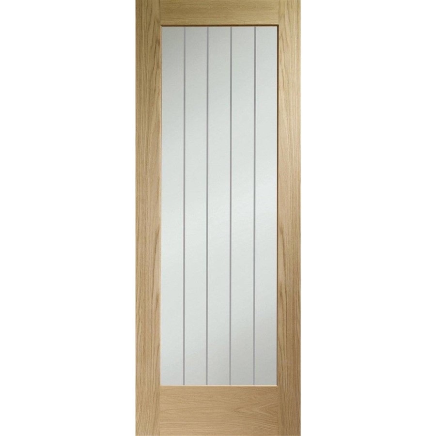 Internal Oak Fully-Glazed Cottage Door with Clear Etched Glass - Unfinished - 1981 x 711 x 35mm - Suffolk Essential - XL Joinery
