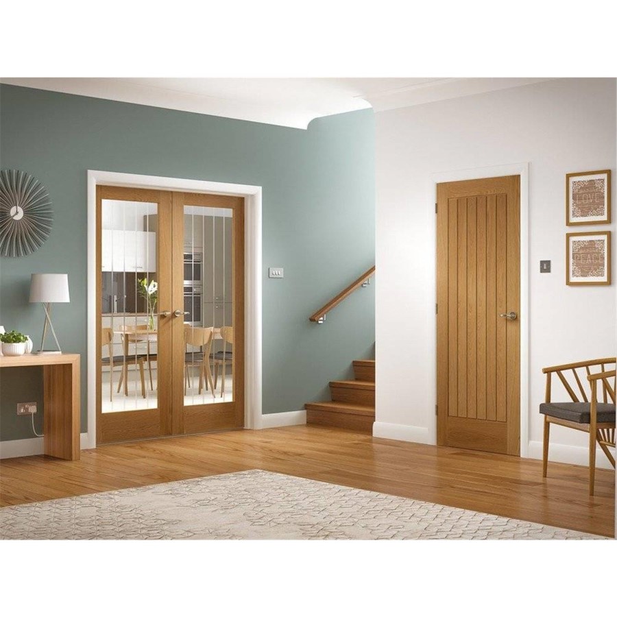 Internal Oak Fully-Glazed Cottage Door with Clear Etched Glass - Unfinished - 2032 x 813 x 35mm - Suffolk Essential - XL Joinery